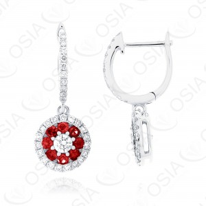 18 KARAT DIAMOND AND GEMSTONE EARRING