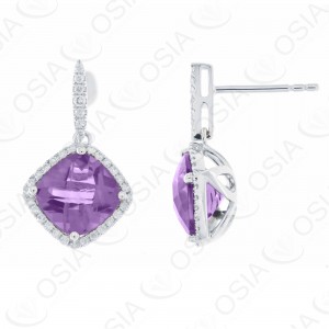 9 KARAT DIAMOND AND GEMSTONE EARRING