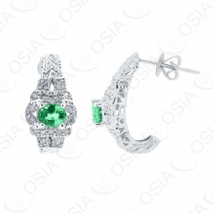 18 KARAT DIAMOND AND GEMSTONE EARRING