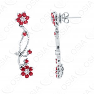 18 KARAT DIAMOND AND GEMSTONE EARRING