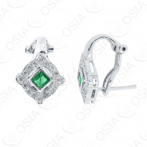 18 KARAT DIAMOND AND GEMSTONE EARRING