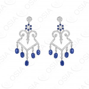 18 KARAT DIAMOND AND GEMSTONE EARRING